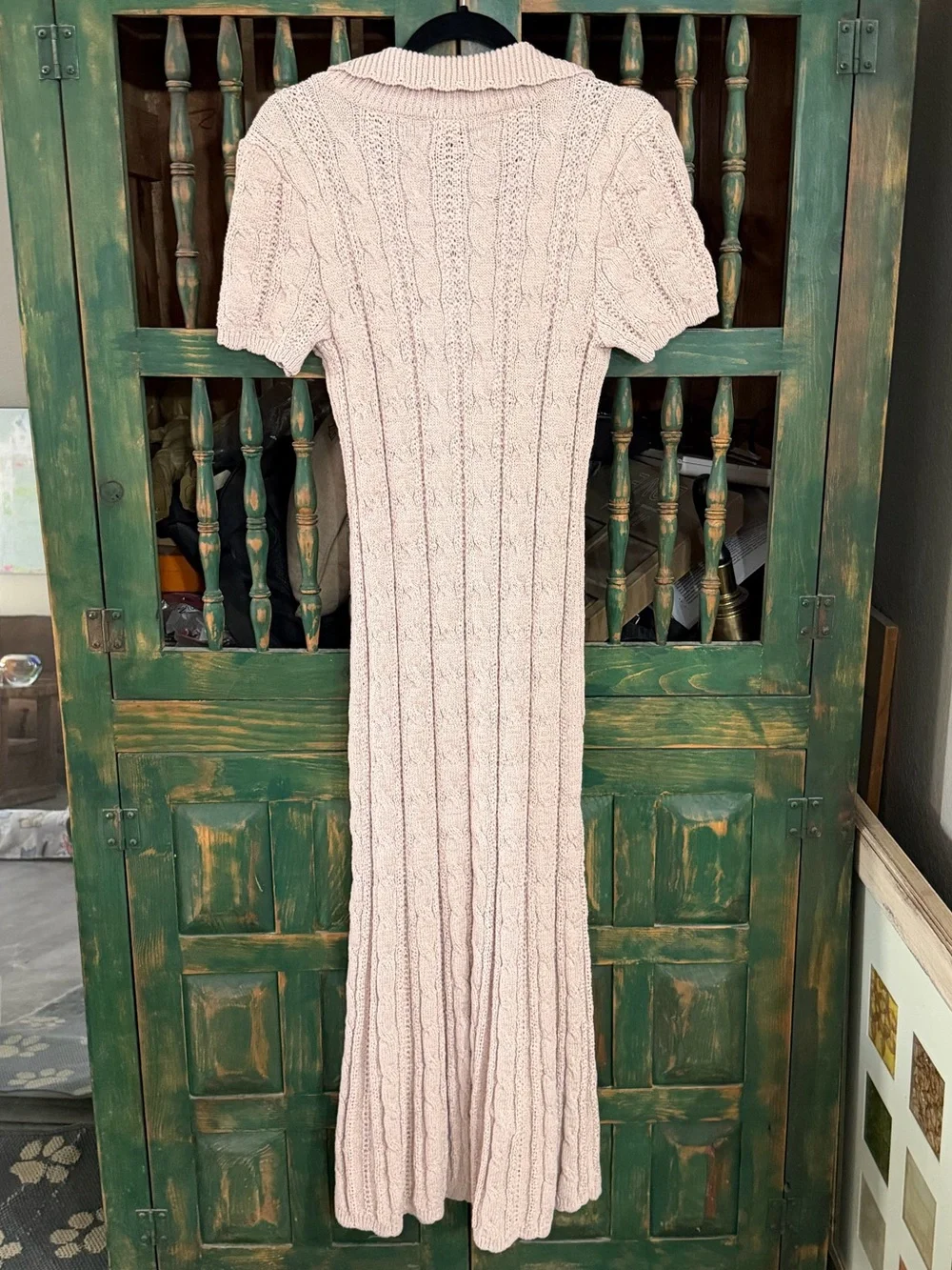 NWOT Free People Amory Cable-Knit Midi Dress in Sand Dollar - S